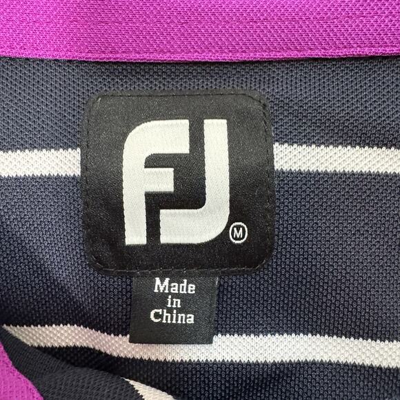 FootJoy Men's Short‎ Sleeve Blue Striped Polo Shirt Size M - Picture 4 of 8